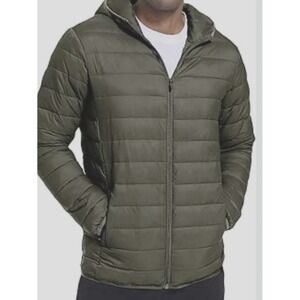 Amazon Essentials Men's 2XL Olive Hunter Green Mid-Length Hooded Puffer Packable